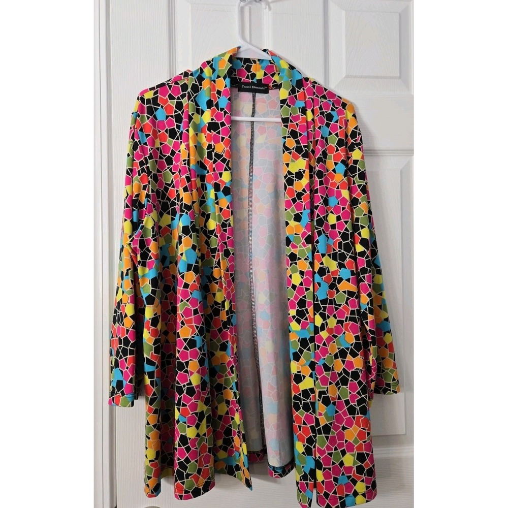 Travel Elements Womans 3/4 Sleeve Open Tunic Size XL Multicolor